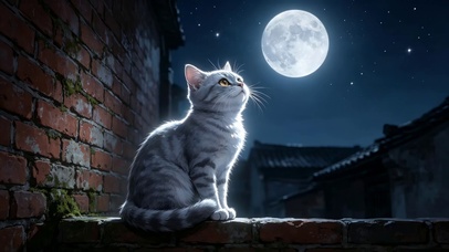 银猫望月