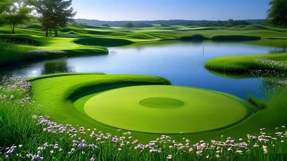 绿色护眼山水田园