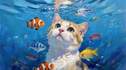 海洋抓鱼的猫咪