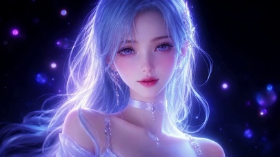 梦幻蓝发氛围感绝美少女