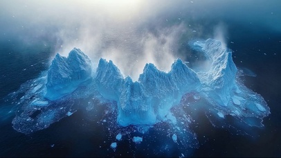 俯瞰清新海洋冰山