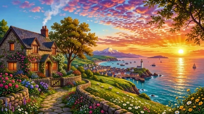 海岸石屋黄昏