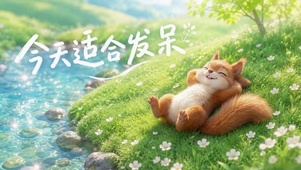 溪边小松鼠的悠闲发呆时光