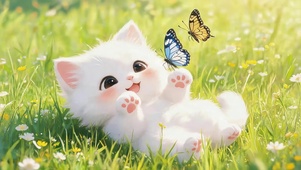 草地上玩耍的猫咪