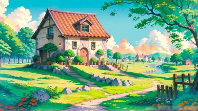 治愈插画乡村房子