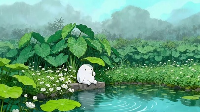 雨天躲雨的小白