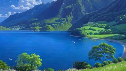 夜景树木海景带鱼屏