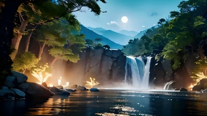 清新护眼森林瀑布壁纸