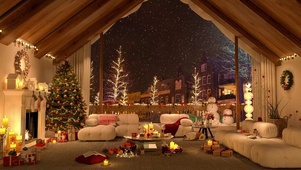 雪夜小镇圣诞屋