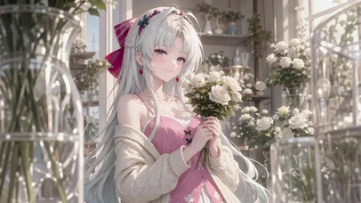 花房里的银发少女珂莱塔