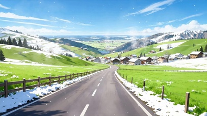 护眼房屋树木雪景