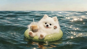 海面漂流的狗狗
