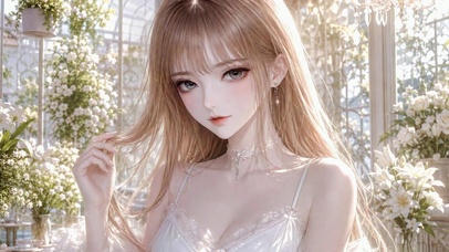温室花房清纯美少女