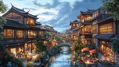 古风小镇商业水乡街道