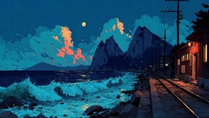 月夜海岸公路