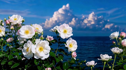 海畔蔷薇花