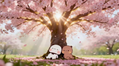 春天樱花树下时光