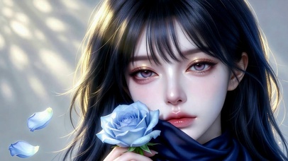 蓝玫瑰的清冷美女