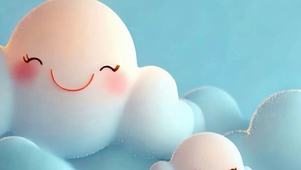 简约小清新云朵带鱼屏