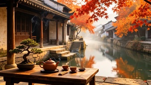 秋天江南小镇