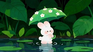 夏夜河畔小兔
