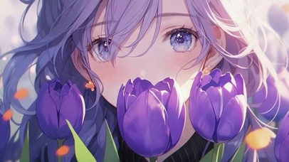 郁金香少女插画