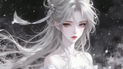 雪境空灵古风白发少女