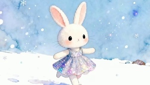 雪地兔子带鱼屏