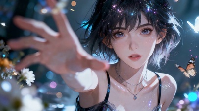 梦幻风纯欲美少女炫彩林中私语