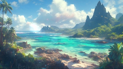 蓝天阳光热带海岛