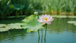 夏日荷花池塘