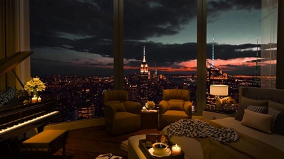 城市雨夜都市房间