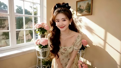 向阳房里可爱的小美女