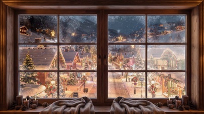 窗外温馨新年小镇