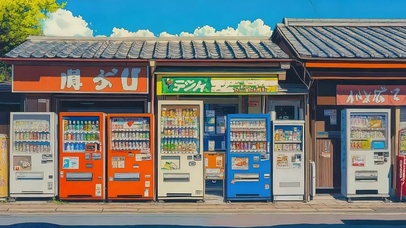 城市夏日蓝天便利商店 