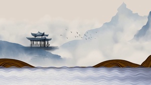 唯美中国风山水古亭