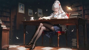 暖光书房少女绯雪