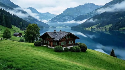 雾谷临湖小屋