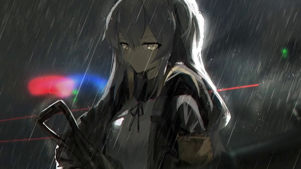 雨夜中的二次元少女