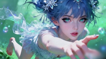 薄荷绿氧漂浮少女