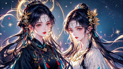 唯美古风双胞胎女孩