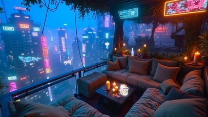 雨夜科幻赛博房间