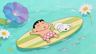 蜡笔小新夏日悠闲水上漂浮