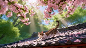 屋檐慵懒小猫