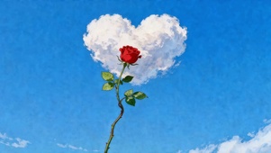 玫瑰花爱心云彩