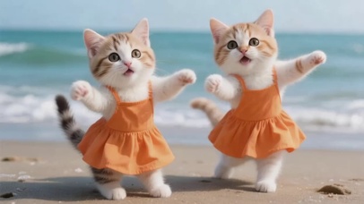 手舞足蹈的两只猫咪