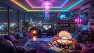 温馨雨夜房间