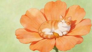 护眼花朵上猫咪