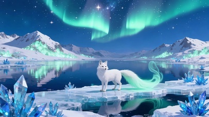 极光雪境白狐