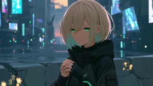 二次元雨中美女壁纸